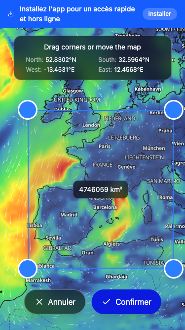 Overlay de définition de zone sur la carte